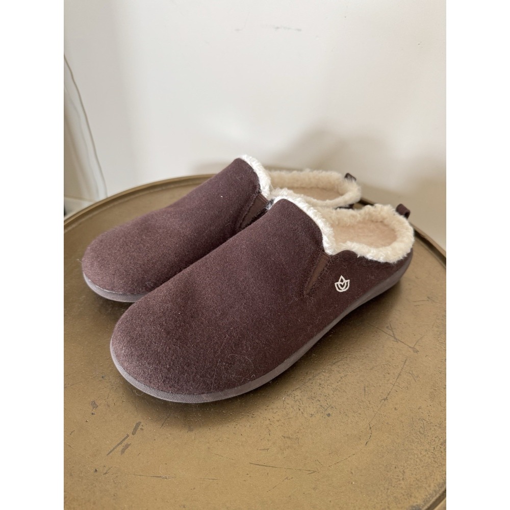 Women's Wool Spenco Slippers New Brown Warm Cozy 9 Winter Natural